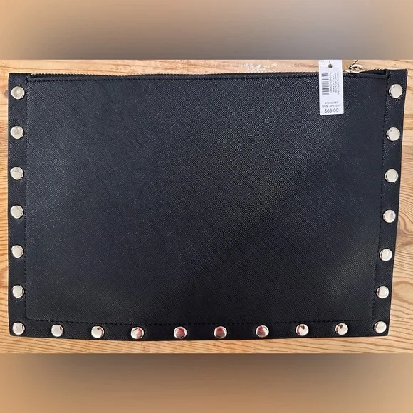 White House Black Market Black Clutch with Pink Floral Design - Picture 2 of 2